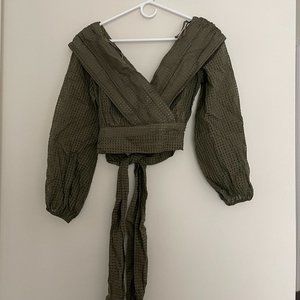 Anthropologie Maeve Cropped Deep-V Blouse